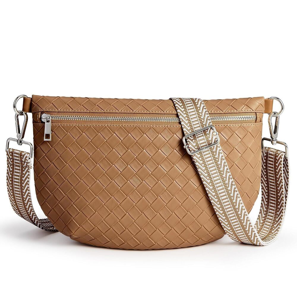 Vegan Leather Crossbody Bag Women Faux Woven